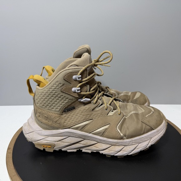 Hoka One One Shoes - Hoka Anacapa Mid GTX Women Size 8.5 Hiking Boots Dune Tan Waterproof Gorpcore